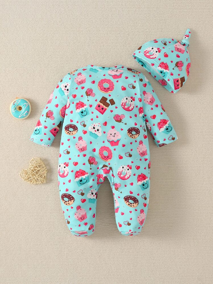 Baby Girl Cartoon Graphic Footed Sleep Jumpsuit - Blue - View 2