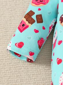 嬰兒女孩卡通圖像有腳睡衣連體衣 - 藍色 - 查看 5