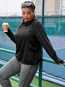 Yoga Basic Plus Solid Hooded Sports Tee - Black - View 3