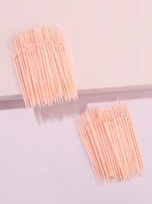 100 Miếng Xương cá Hình dạng Có thể mang đi Hai mặt Nhựa Tăm xỉa răng Răng Chải Xanh - trái cam - Xem 1