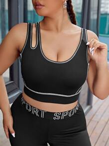 Sujetador deportivo con puntada con abertura - Negro - Ver 1