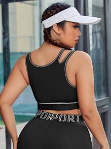 Sujetador deportivo con puntada con abertura - Negro - Ver 2