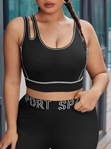 Sujetador deportivo con puntada con abertura - Negro - Ver 4