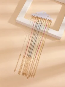 12pcs/set Minimalist Chain Anklet - Multicolor - View 2