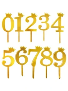 2 piezas pastel moderno número para fiesta - Dorado - Ver 2