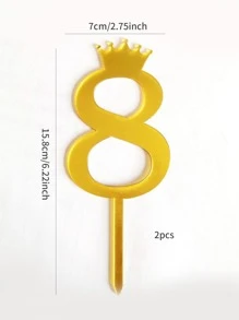 2 piezas pastel moderno número para fiesta - Dorado - Ver 3