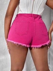 SHEIN SXY Plus Raw Hem Denim Shorts
