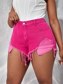 SHEIN SXY Plus Raw Hem Denim Shorts