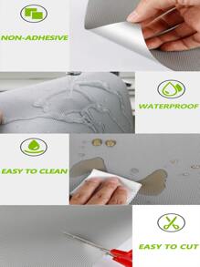 1入組PEVA櫥櫃襯墊家用簡約純色防水抽屜襯墊 - 灰色 - 查看 6