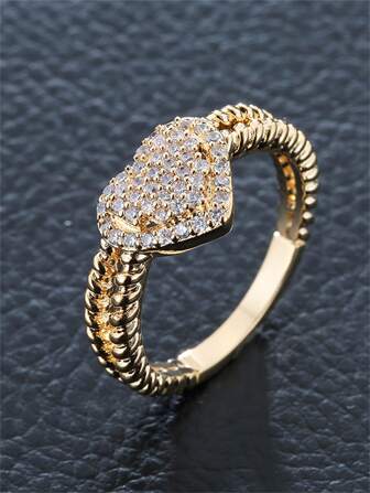 1 pieza Anillo de joyería de cobre con decoración de corazón de circonita cúbica, regalo para San Valentín, mamá, madre, Día de la Madre