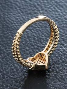 1 Stück Kupferschmuck-Ring mit Herz-Dekor aus kubischem Zirkonia, Valentinstag, Mutter, Muttertag, Geschenk