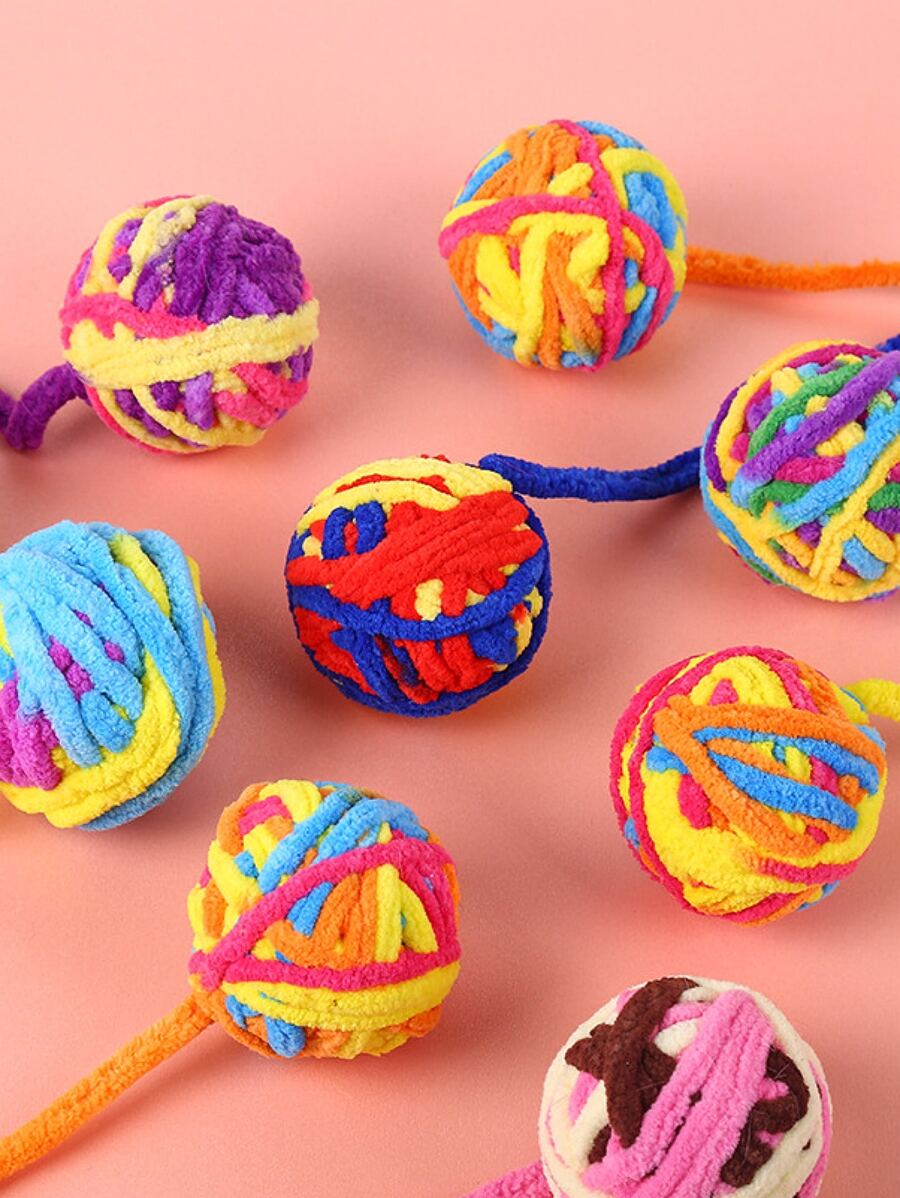 1 pieza al azar Hilo bola Juguete para gato - Multicolor - Ver 1