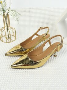 魅力四射金色露跟高跟鞋適用於女士幾何樣式酒杯高跟鞋 - 金色 - 查看 5