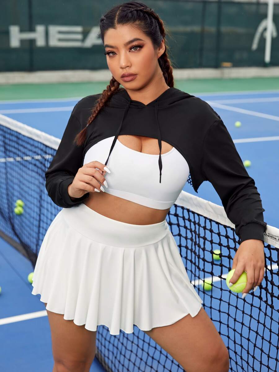 Áo phông & áo ba lỗ thể thao Plus Size Dây kéo màu trơn - màu đen - Xem 1