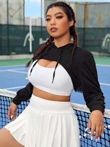 Áo phông & áo ba lỗ thể thao Plus Size Dây kéo màu trơn - màu đen - Xem 4