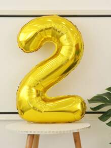 1pc 32-Inch Aluminum Film Balloon Number Balloon For Birthday Party Decoration, - Gold - View 3