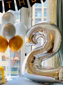 1pc 32-Inch Number Shaped Aluminum Balloon For Birthday Party Decoration, - Silver - View 2
