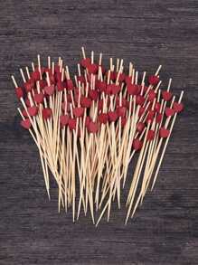 100入組/套竹製一次性棒心形裝飾一次性廚具派對 - 彩色 - 查看 6