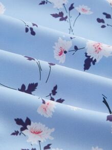 SHEIN MOD 印花肩上打結吊帶連衣裙 - 淺藍色 - 查看 4