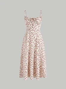 SHEIN MOD Ditsy Floral Print Tie Front Cami Dress - Multicolor - View 1