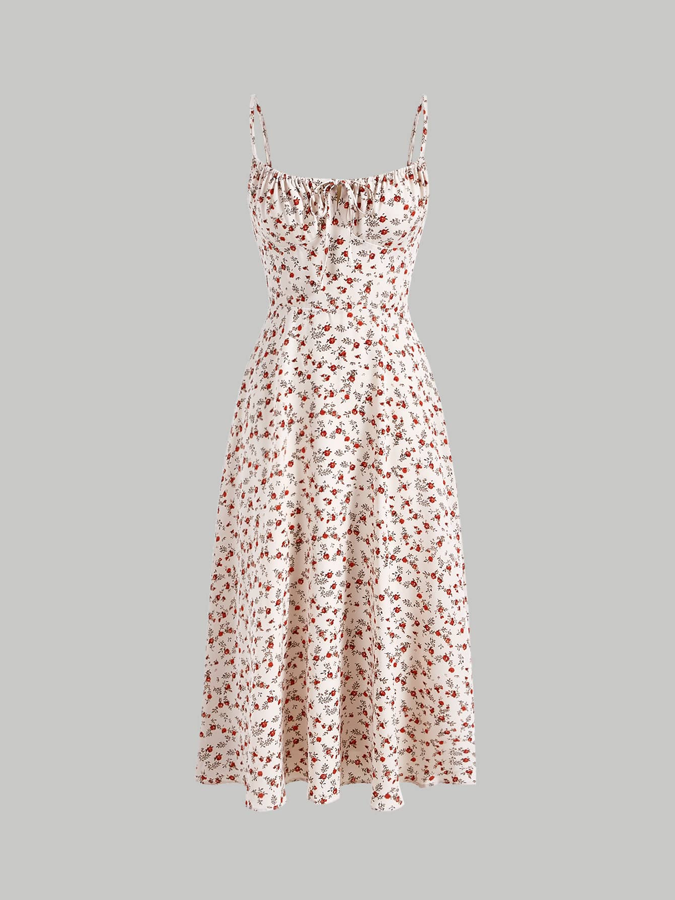 SHEIN MOD Ditsy Floral Print Tie Front Cami Dress - Multicolor - View 1