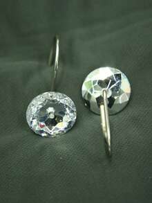 12pcs Polyresin Shower Curtain Hook, Modern Rhinestone Decor Shower Curtain Hook For Bathroom - Clear - View 4