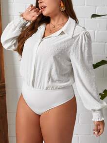 Body camisero de lunares con botón delantero - Blanco - Ver 3