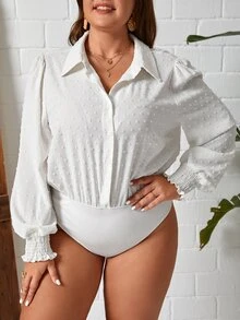 Body camisero de lunares con botón delantero - Blanco - Ver 4
