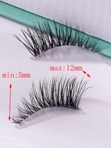 7 Pairs Semi-Rimless False Eyelashes, Transparent Band, Soft & Natural Cat Eye Makeup False Lashes, Makeup Tools, Fluffy Faux Mink Lashes, 5-12mm - Black - View 6