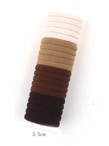 20pcs Solid Hair Tie - Coffee - View 3