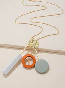 圓形和圓形吊飾項鍊 - 彩色 - 查看 1