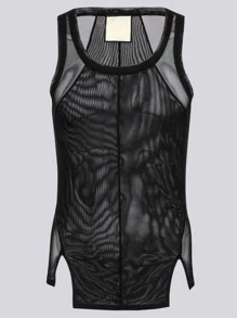 Áo thun & Áo lót Nam Tương phản Mesh Chia màu trơn Giải trí - màu đen - Xem 3