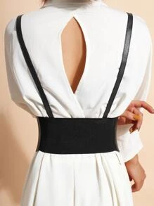 Steampunk Buckle Decor Harness Belt For Coats And Dresses Halloween Corset - Black - View 2