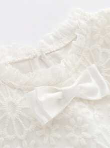 Baby Girls' Cute & Elegant Lace Embroidered Mesh Sleeveless Dress Suitable For Weddings, Holidays In Summer
