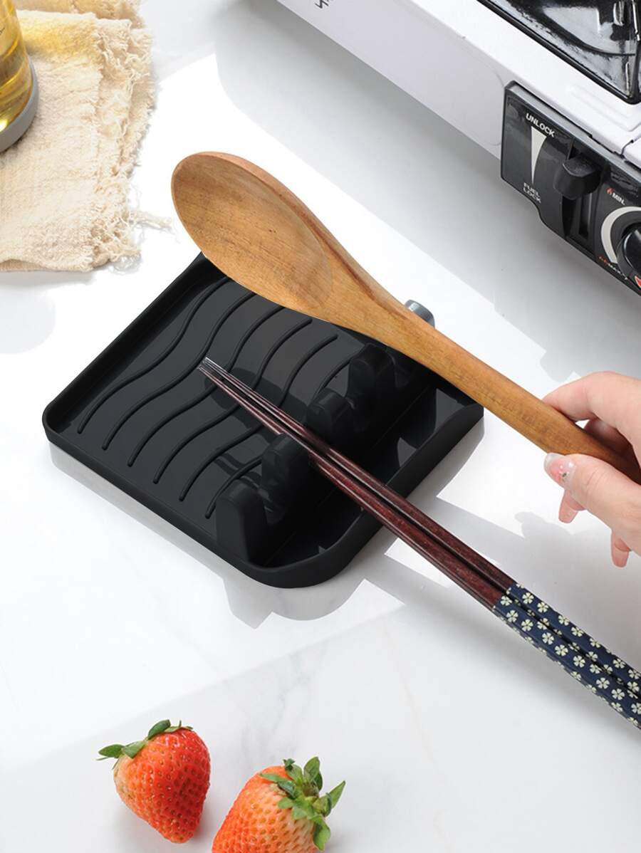 1入組鍋蓋黑色多功能湯匙架