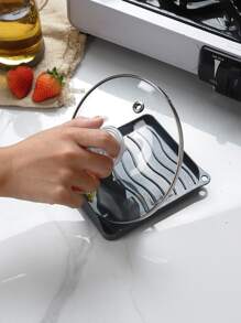 1入組鍋蓋黑色多功能湯匙架