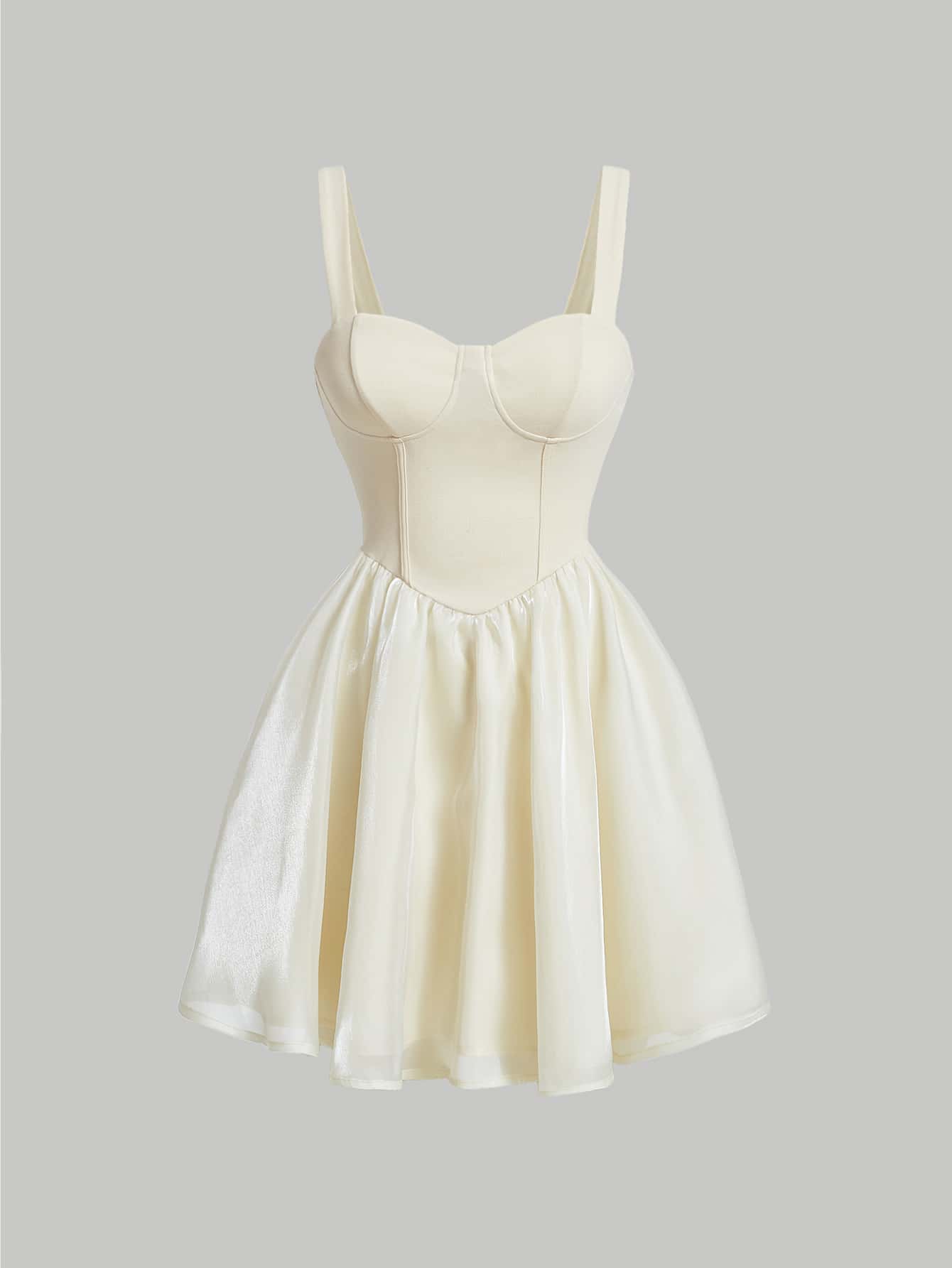 SHEIN MOD Solid Bustier Cami Dress - Beige - View 1