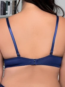 Sujetador de talla grande para mujer de unicolor sin costuras - Azul Marino - Ver 2