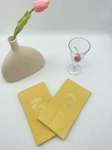 16入組現代字母圖案一次性餐巾 - 黃色 - 查看 6