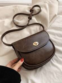 迷你扭锁翻盖马鞍包，时尚日本包包