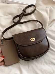 迷你扭锁翻盖马鞍包，时尚日本包包