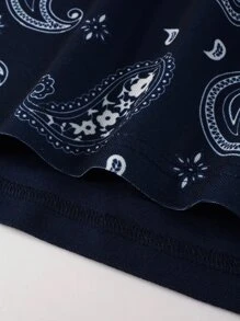 Manfinity 男士佩斯利印花插肩袖POLO衫 - 藏蓝色 - 查看 6