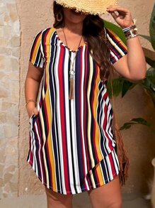 EMERY ROSE Plus Size Short Sleeves Mother Day Dress With Blue Feather Pattern, Cross Straps On Back, Summer