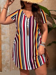 EMERY ROSE Plus Size Short Sleeves Mother Day Dress With Blue Feather Pattern, Cross Straps On Back, Summer