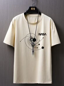 Manfinity Men Letter Graphic Tee - Khaki - View 3