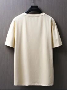 Manfinity Men Letter Graphic Tee - Khaki - View 2