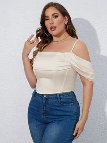 PARTHEA áo nữ kích thước lớn Xù Dây kéo màu trơn Thanh lịch - Màu be - Xem 6