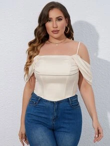 PARTHEA áo nữ kích thước lớn Xù Dây kéo màu trơn Thanh lịch - Màu be - Xem 7