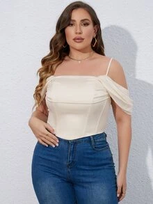 PARTHEA áo nữ kích thước lớn Xù Dây kéo màu trơn Thanh lịch - Màu be - Xem 8