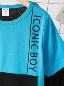 Toddler Boys Letter Graphic Colourblock Tee & Shorts - Multicolor - View 5
